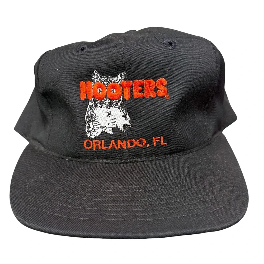 Graham Caps Hooters Snapback Hat Mens OSFA Black Orlando FL Vintage Made in USA